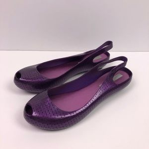 NEW Melissa Purple Peep Toe Jelly Slingback Flats
